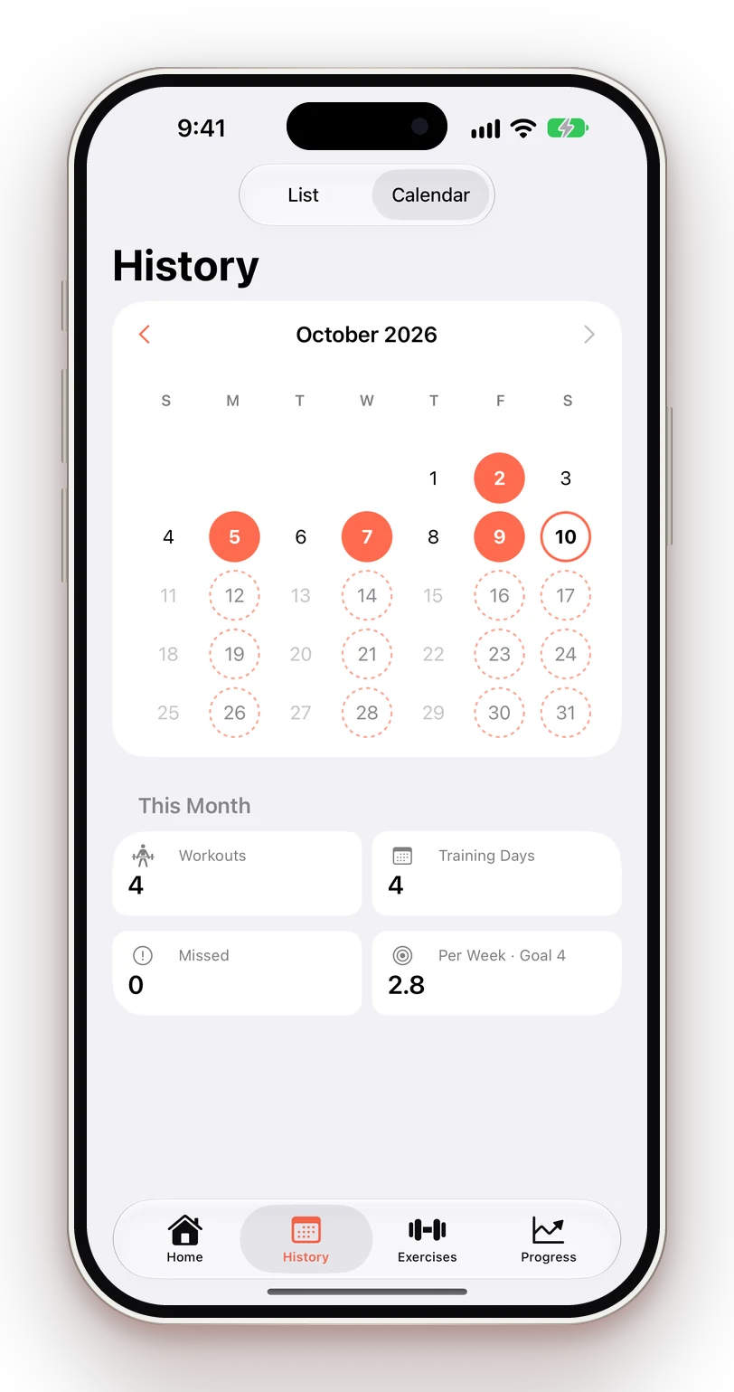 Training calendar
